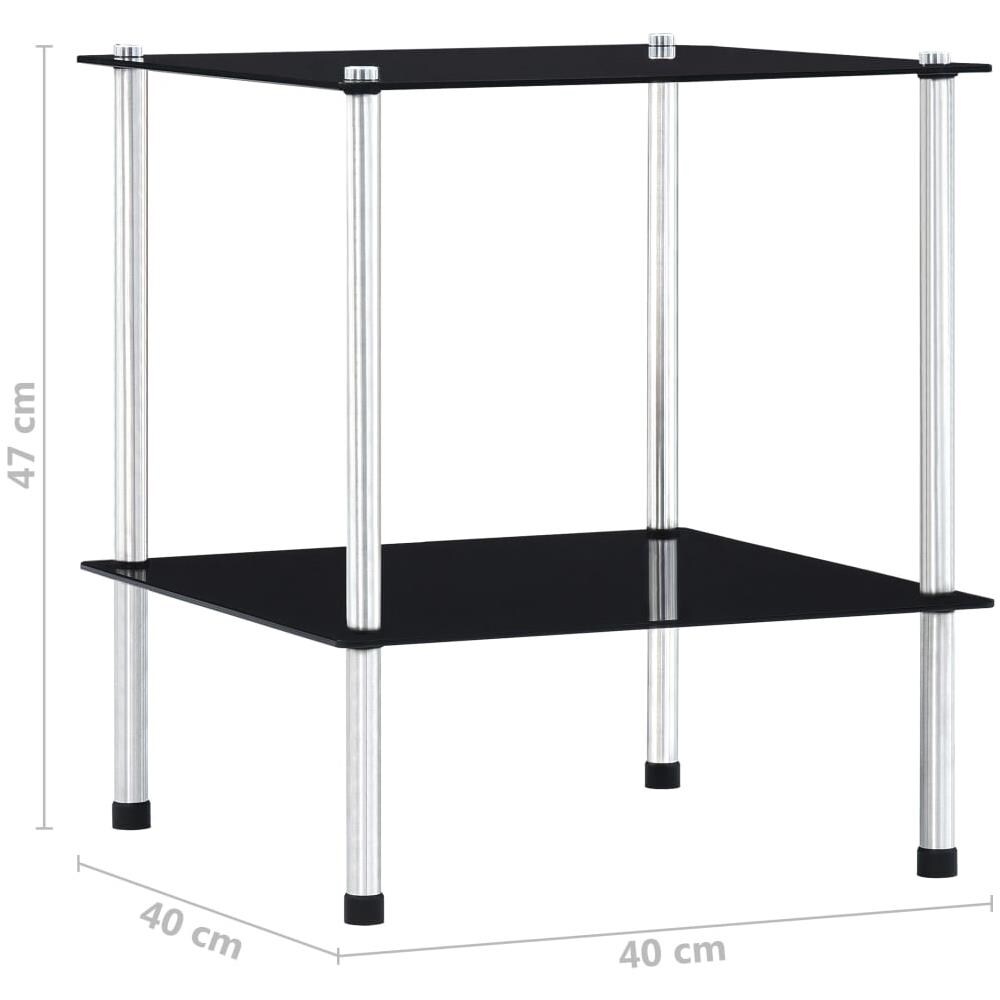 Scaffale A 2 Livelli Nero 40x40x47cm In Vetro Temperato - Foto 5