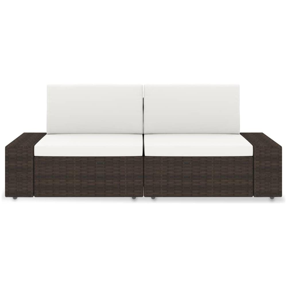 Divano Modulare a 2 Posti in Polyrattan Marrone - Foto 2