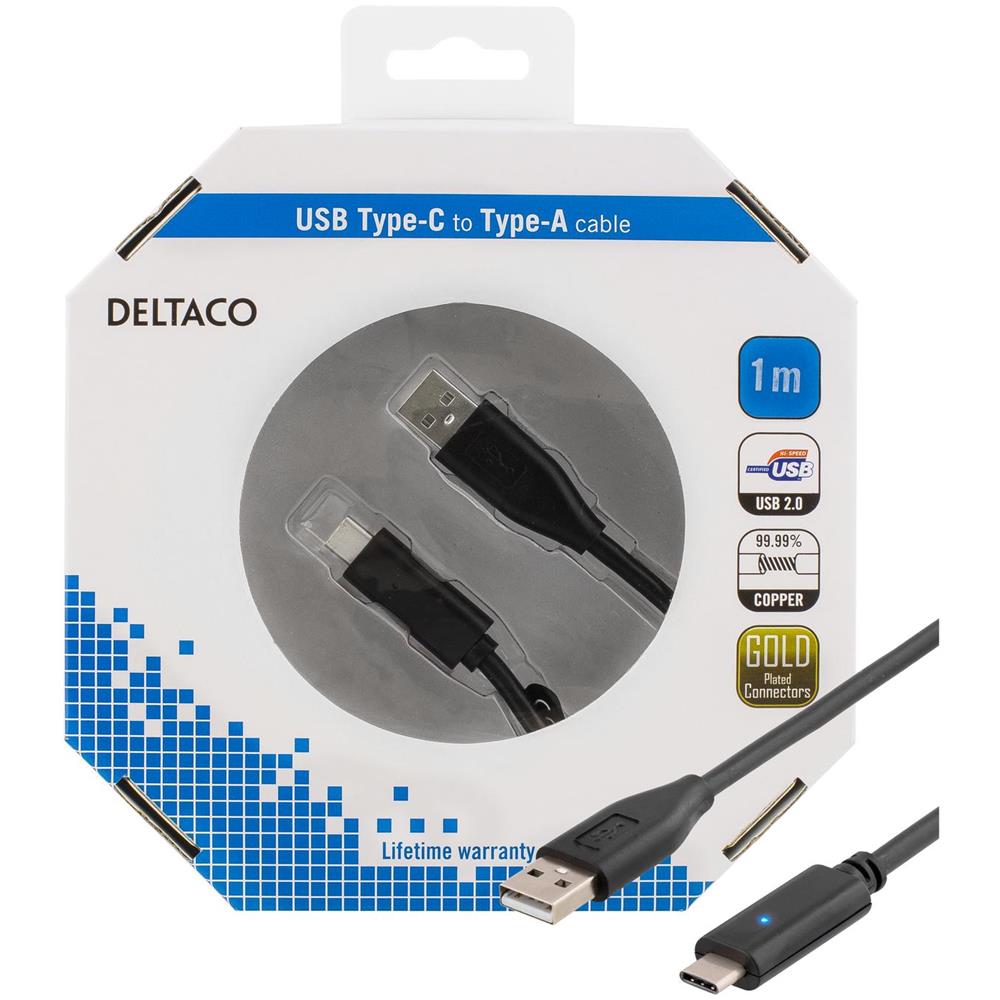 Cavo Usb 2.0, 1 M, Tipo C - Tipo A Maschio, Profilo Pd 1, Nero - Foto 1