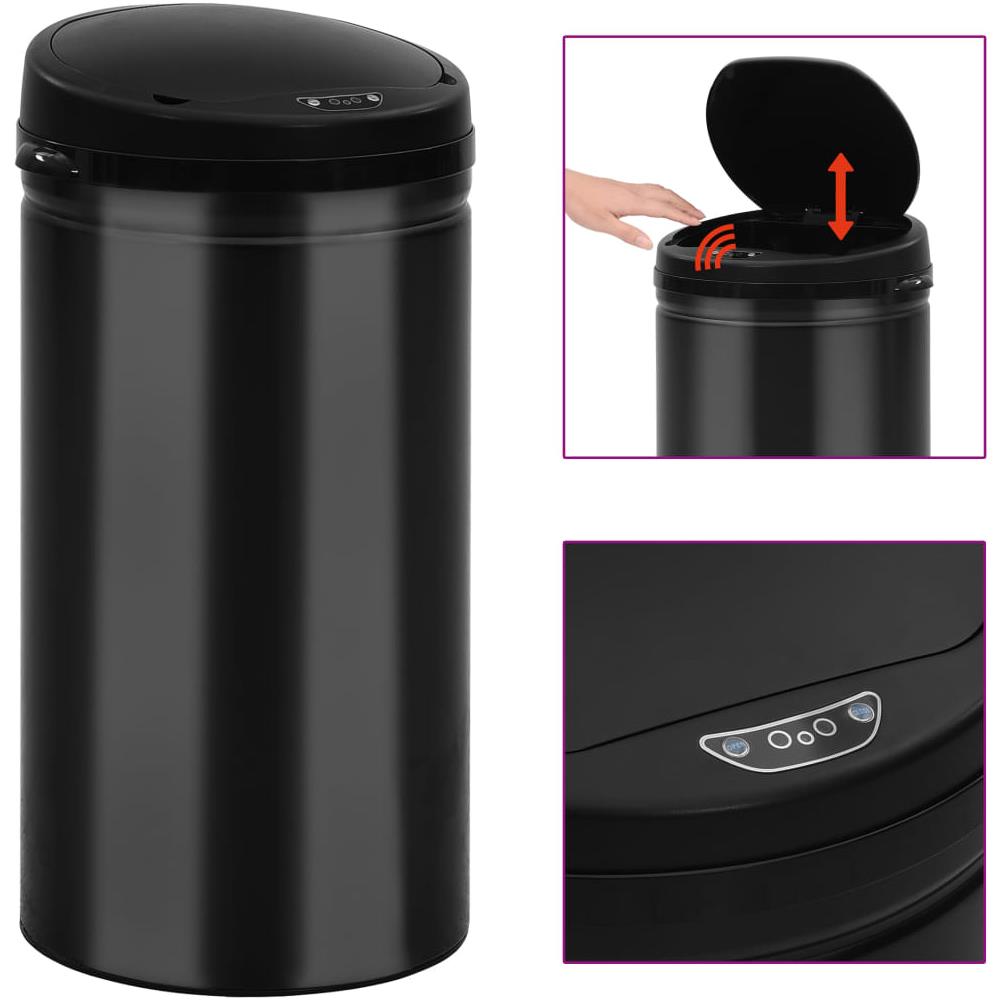 Pattumiera Automatica con Sensore 50 L Acciaio al Carbonio Nero - Foto 1