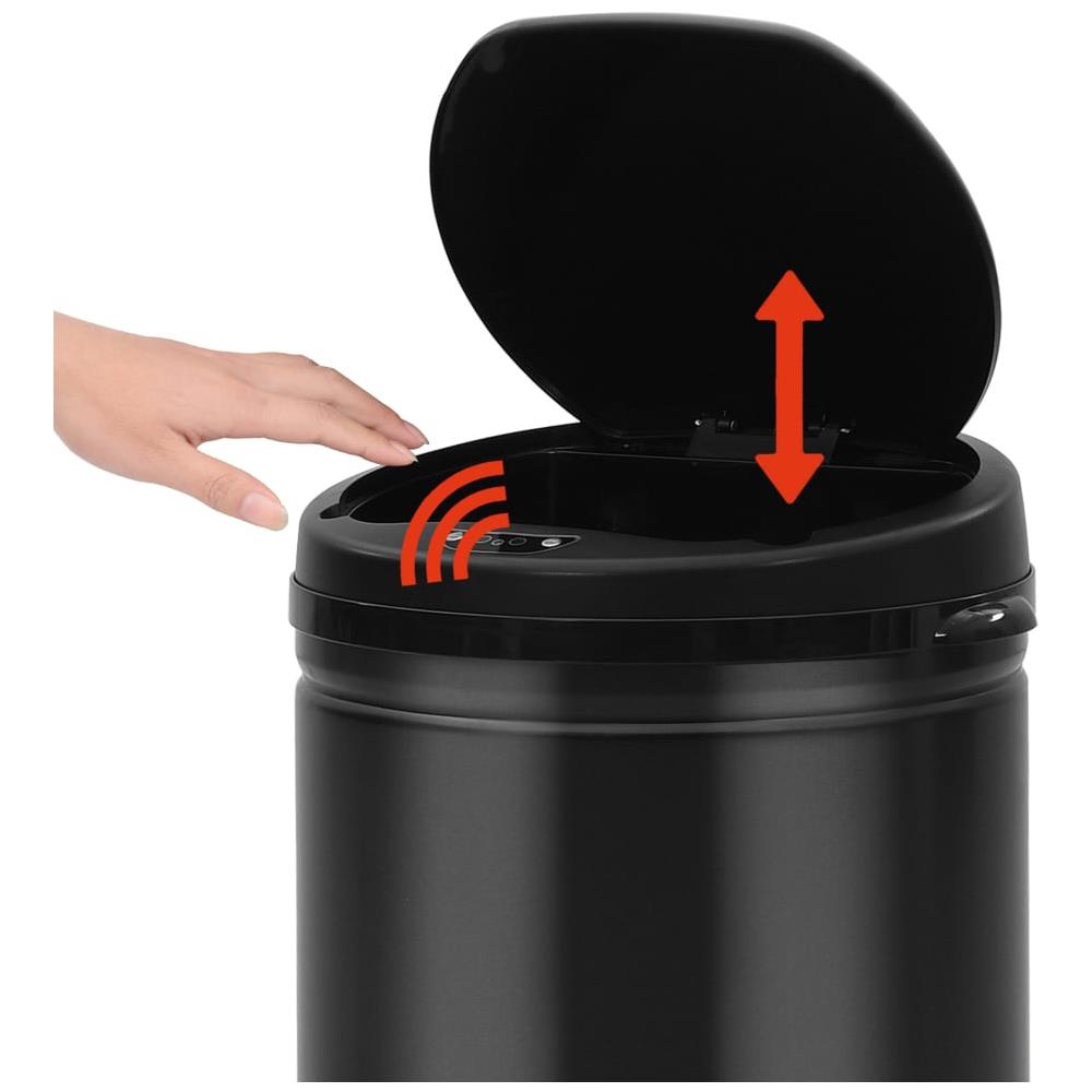 Pattumiera Automatica con Sensore 50 L Acciaio al Carbonio Nero - Foto 2