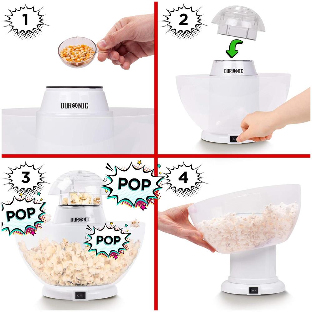 Pop50 We Macchina per Popcorn ad Aria Calda Potenza 1200 W Colore Bianco - Foto 2