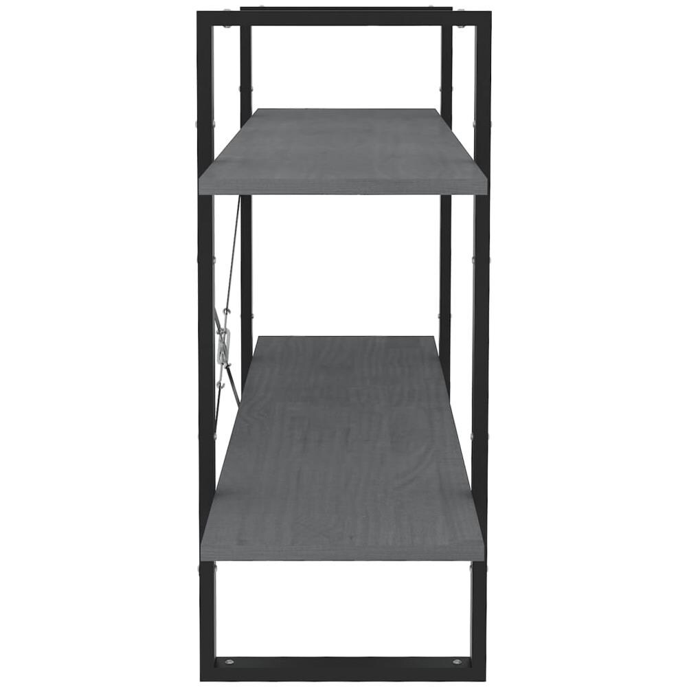 Libreria A 2 Ripiani Grigia 100x30x70 Cm In Massello Di Pino - Foto 2