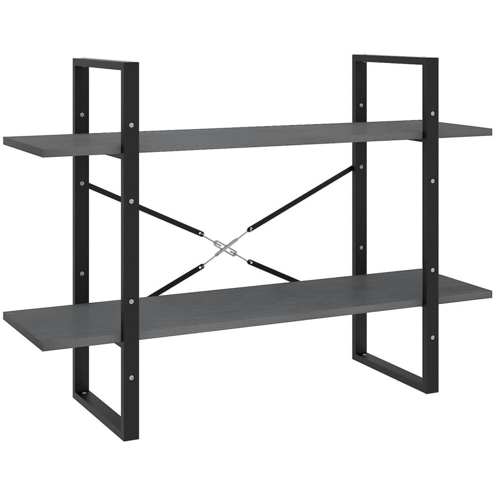 Libreria A 2 Ripiani Grigia 100x30x70 Cm In Massello Di Pino - Foto 1