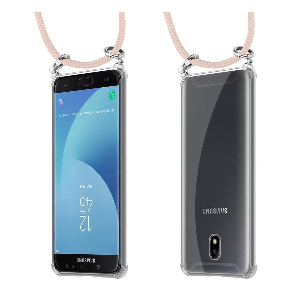 Catena Di Telefoni Cellulari Compatibile Con Samsung Galaxy J7 2018 In Or Rosato A Perla - Coperchio Protettivo In Silicone Con Anelli D'argento, Cinturino In Corda E Custodia Staccabile - Foto 8