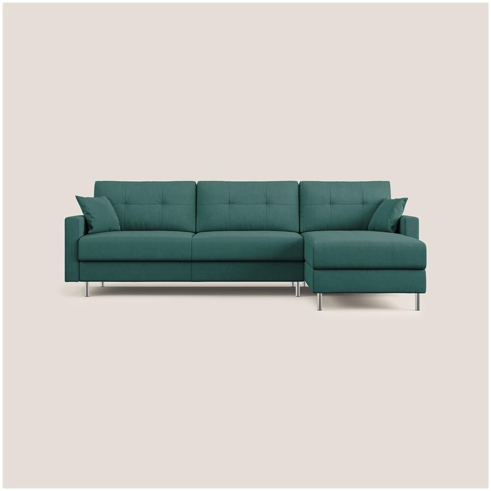 Megan Divano Letto Angolare In Microfibra Smacchiabile T11 Petrolio 251 Cm Destro (mat. 120x197) - Foto 1