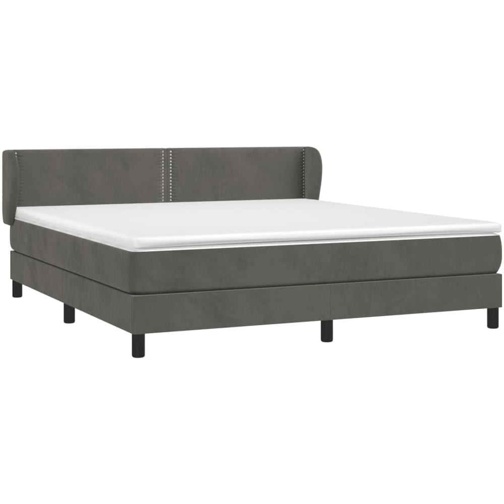 Giroletto A Molle Con Materasso Grigio Scuro 160x200 Cm Velluto - Foto 3