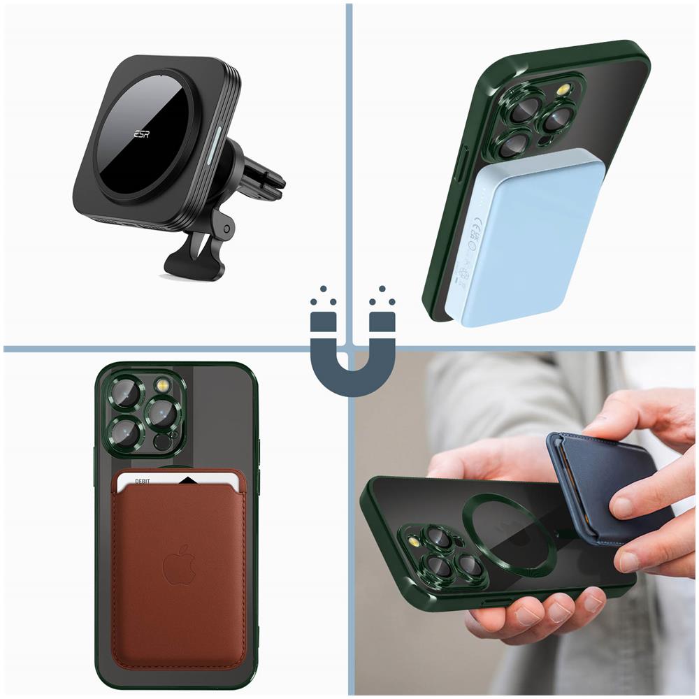 Cover Magsafe Per Iphone 14 Pro Max Silicone Protezione Fotocamera Bordo Verde - Foto 5