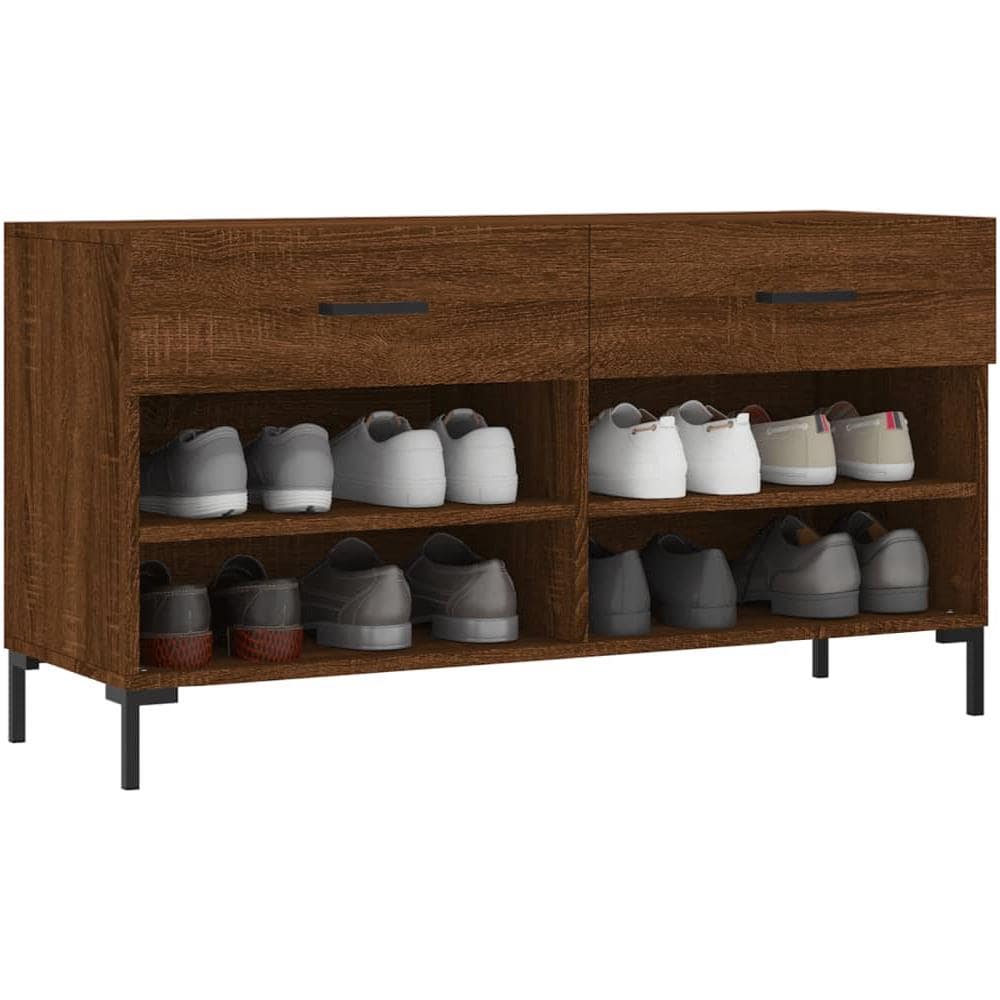 Panca Porta Scarpe Rovere Marrone 102x35x55cm Legno Multistrato - Foto 10