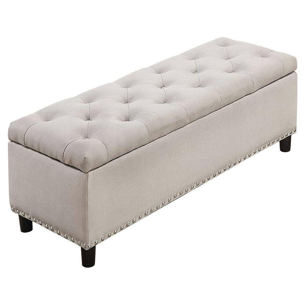 Poggiapiedi In Microfibra Con Gambe In Metallo - Pouf Quadrato 40x69 Cm Marrone - Foto 9