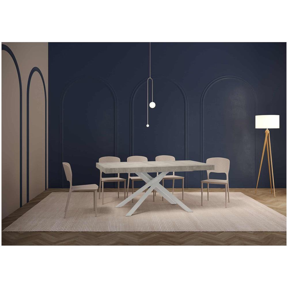 Tavolo allungabile 90x180/440 cm Karida cemento gambe bianche - Foto 2