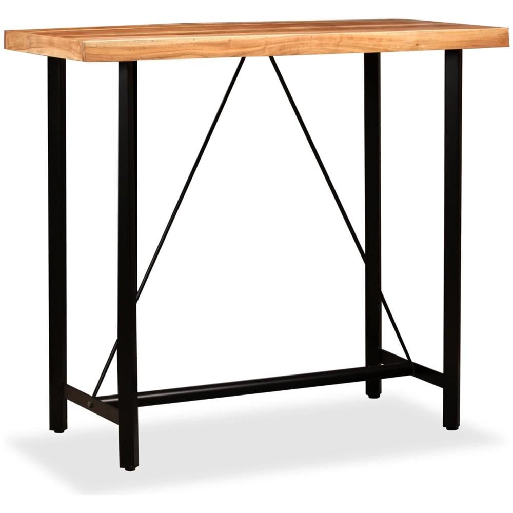 Set da Bar 5 pz in Legno Massello di Acacia e Vera Pelle - Foto 7