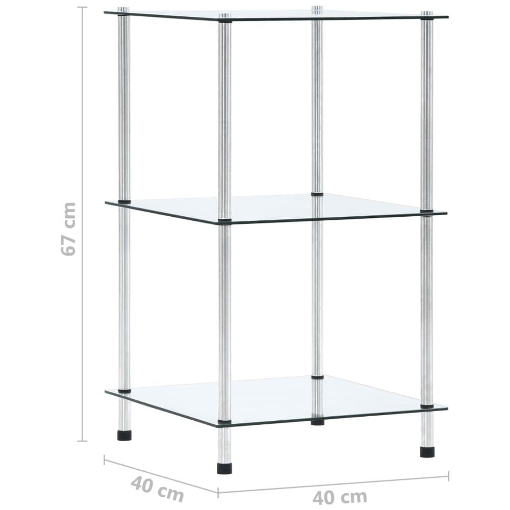 Scaffale a 3 Livelli Trasparente 40x40x67cm in Vetro Temperato - Foto 5