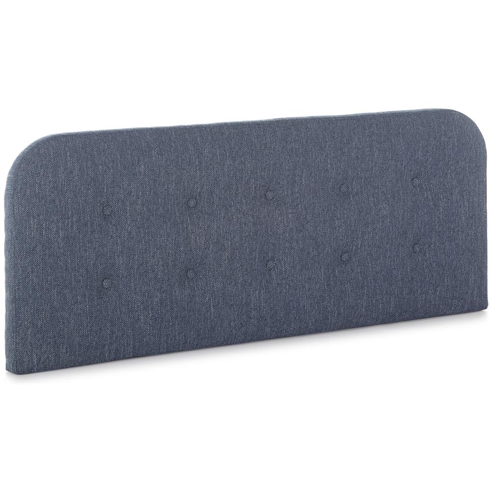 Testiera Rivestita In Tela Saona 140x60 Cm Color Blu Per Letto 135 Cm, Bottoni In Capitonnè, 8 Cm Di Spessore, Include Hardware Per Il Fissaggio Alla Parete - Foto 1