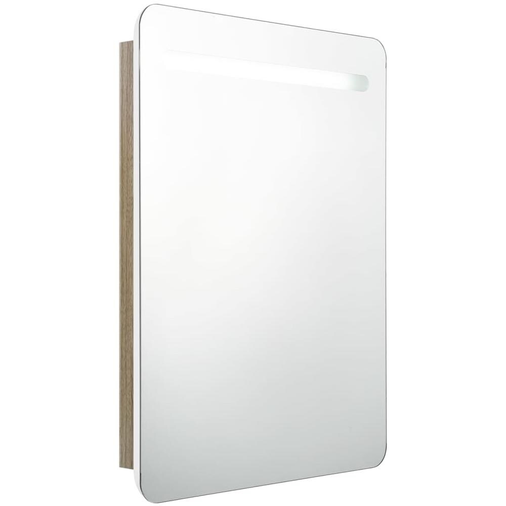 Armadietto Bagno con Specchio e LED Bianco e Rovere 60x11x80 cm - Foto 2