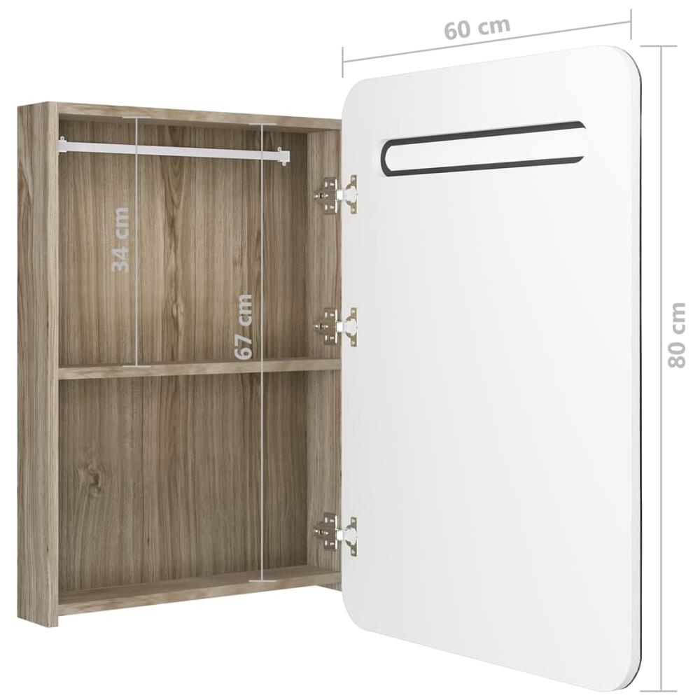 Armadietto Bagno con Specchio e LED Bianco e Rovere 60x11x80 cm - Foto 7