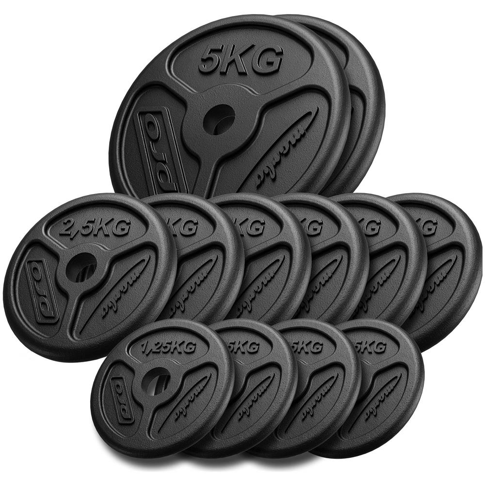 Gorilla Sports® Set di Manubri - 30kg, Coppia, 12 Dischi Rivestiti in Ghisa, 2 Barre in Acciaio Cromato, 30 mm, 4 Chiusure a Stella, Antiscivolo, Argento o Nero - Pesi per Palestra