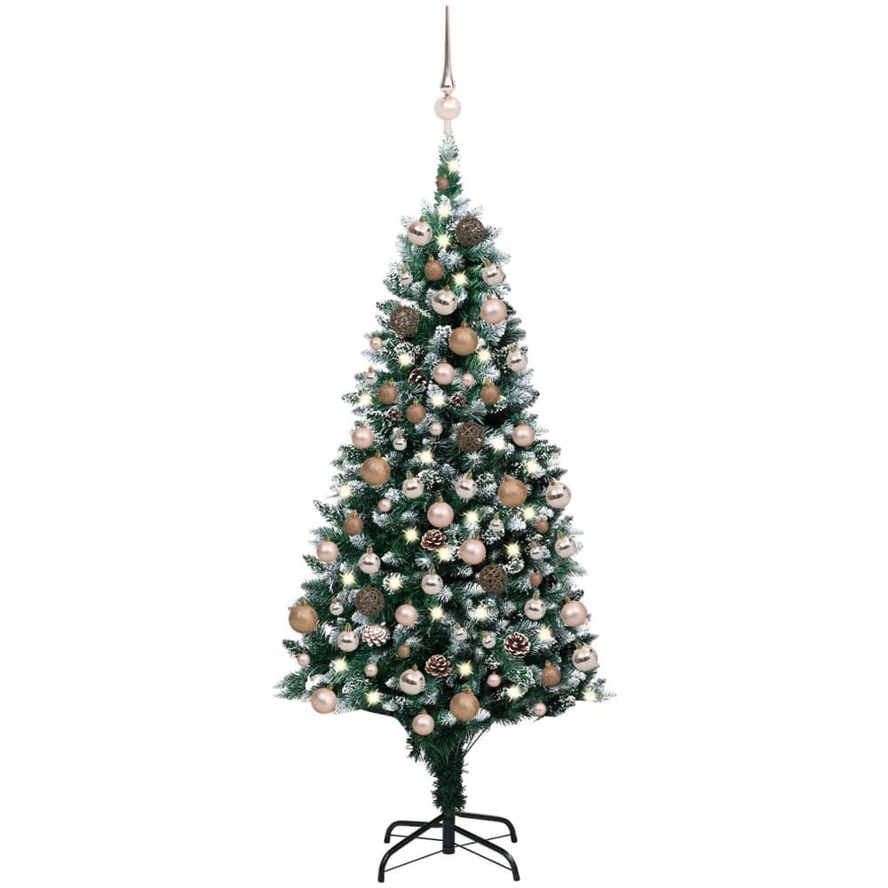 Set Albero Natale Artificiale con LED Palline e Pigne 150 cm - Foto 1