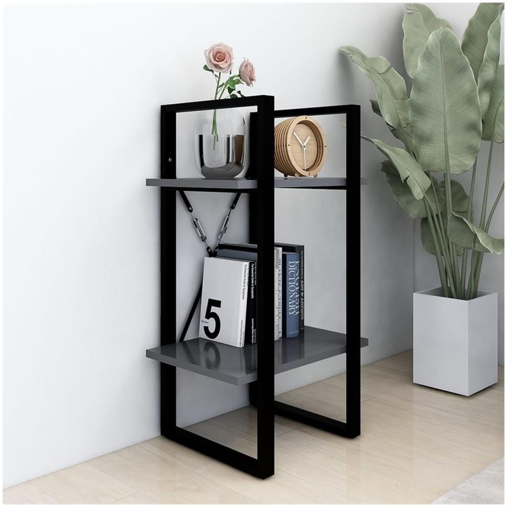 Libreria a 2 Ripiani Grigia 40x30x70 cm in Legno Multistrato - Foto 3