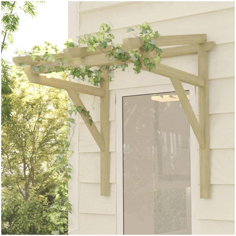 Pensilina per Porta 100x100x80 cm Pino Massello Impregnato - Foto 1