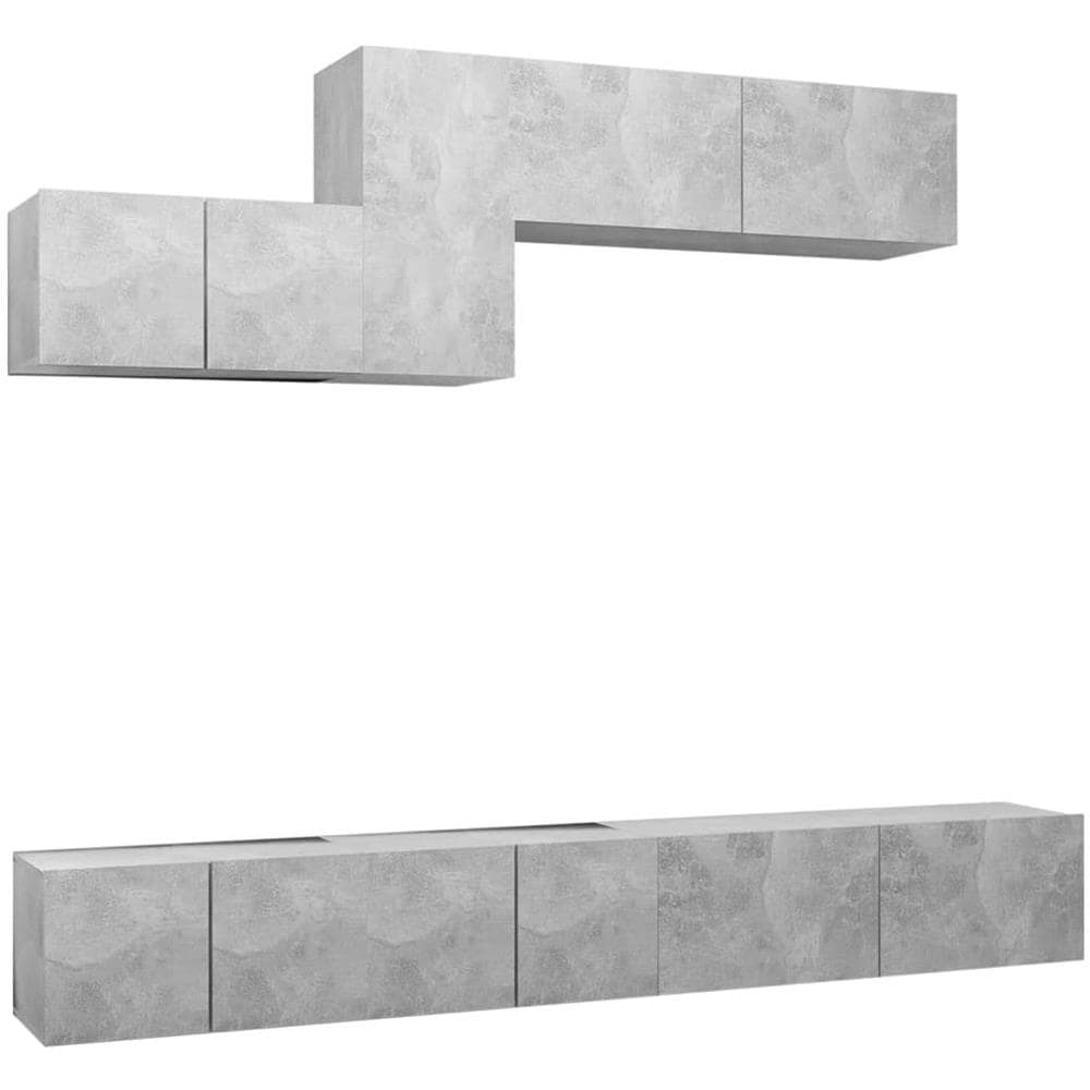 Set di Mobili Porta TV 6 pz Grigio Cemento in Legno Multistrato - Foto 1