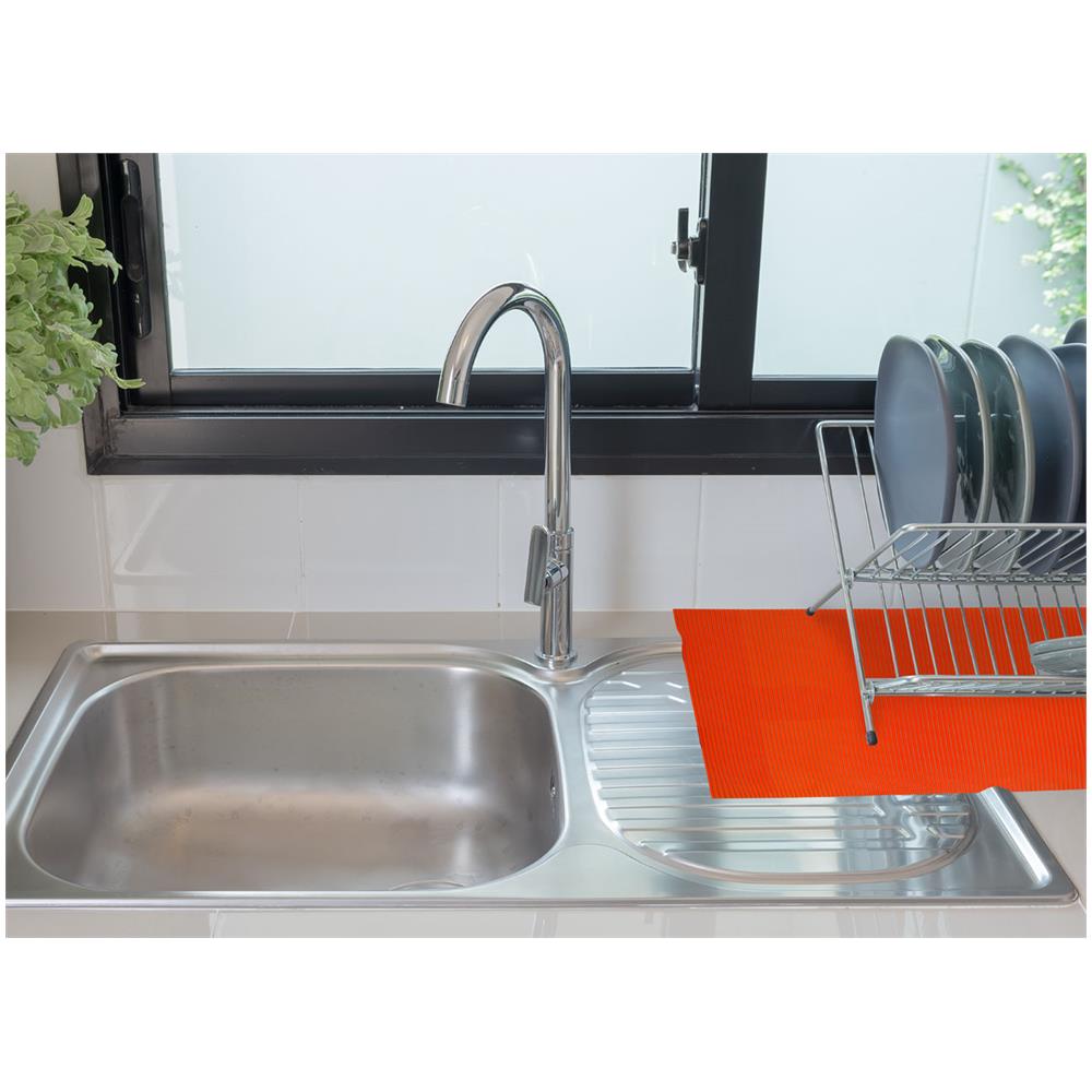 Tappetino Gommato Antiscivolo Multiuso Per Cassetti E Superfici Colore Arancio 65x200cm Arancio - Foto 6