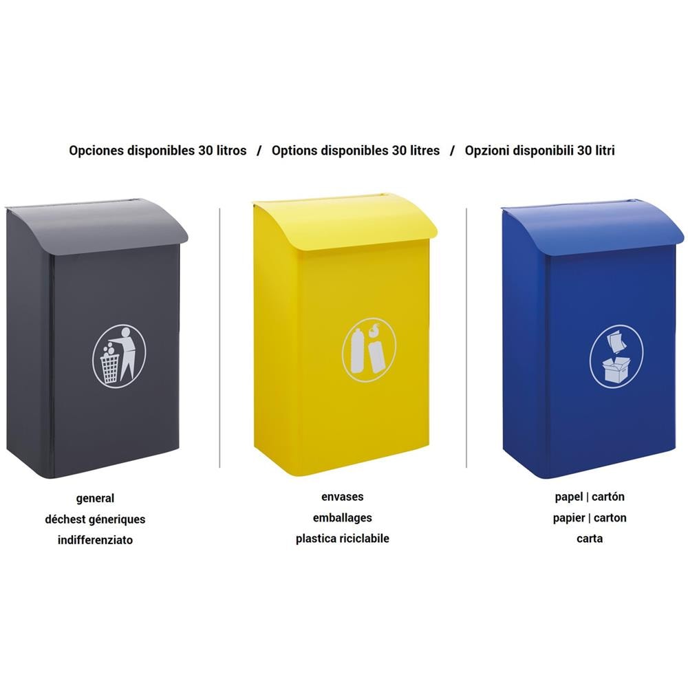 E6115 Cestino Portarifiuti A Muro Per Interni E Aree Comuni, Cestino Da Parete In Acciaio, 30 L, Grigio Antracite, Rifiuti Generici - Foto 2