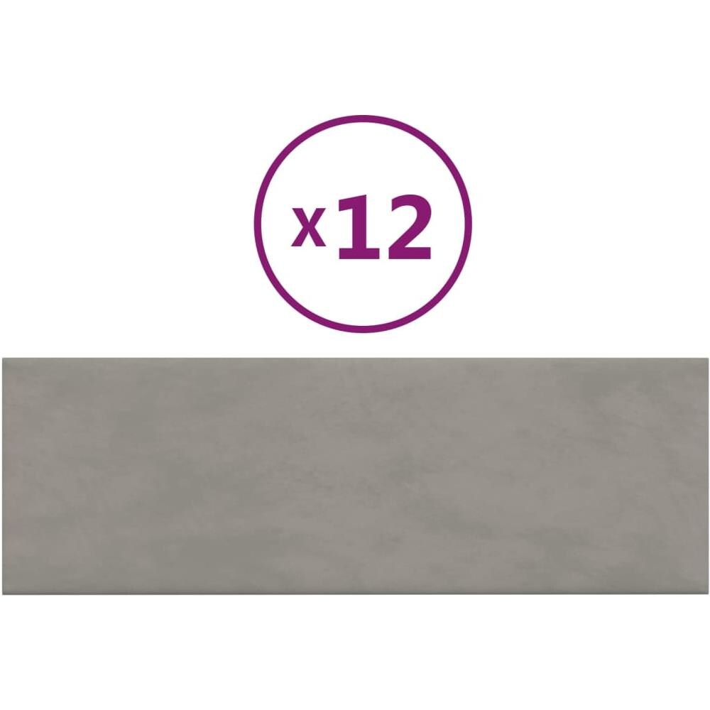 Pannelli Murali 12 Pz Grigio Chiaro 90x30 Cm Velluto 3,24 M - Foto 2