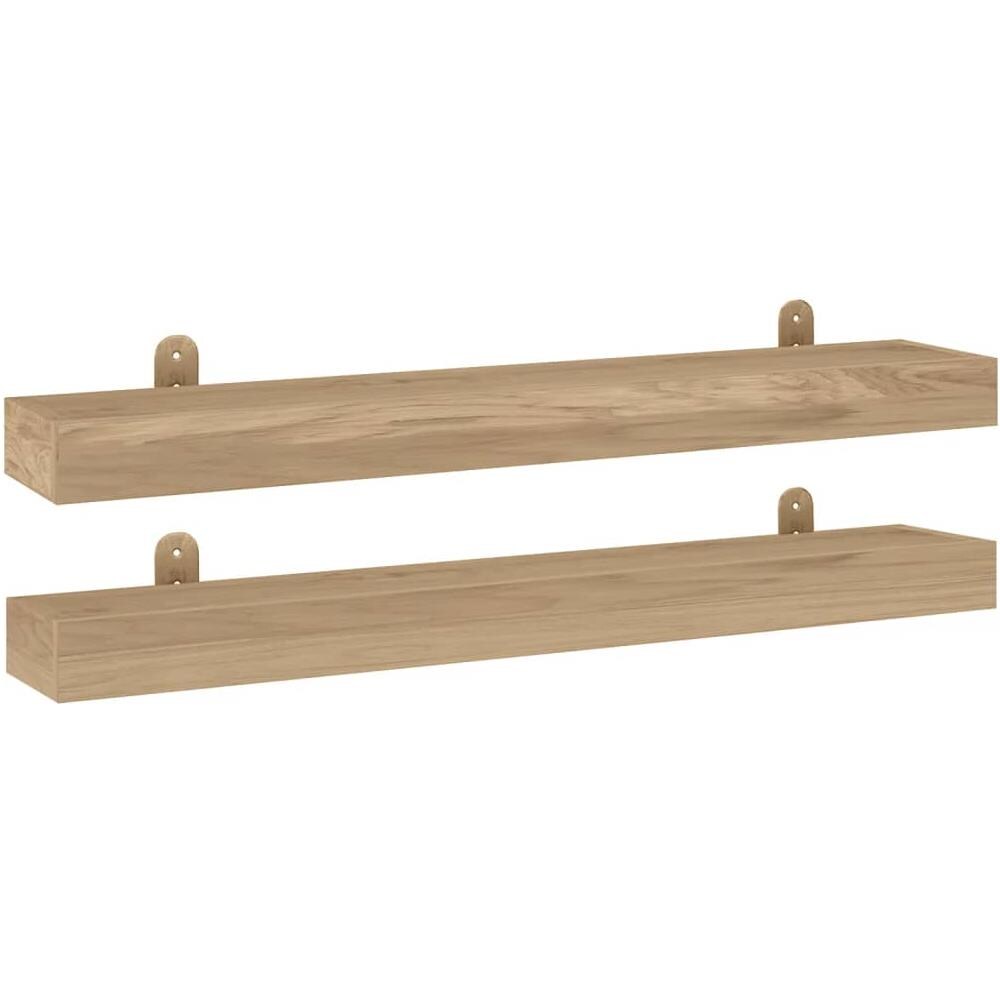 Mensole Da Parete 2 Pz 90x15x6 Cm In Legno Massello Di Teak - Foto 2