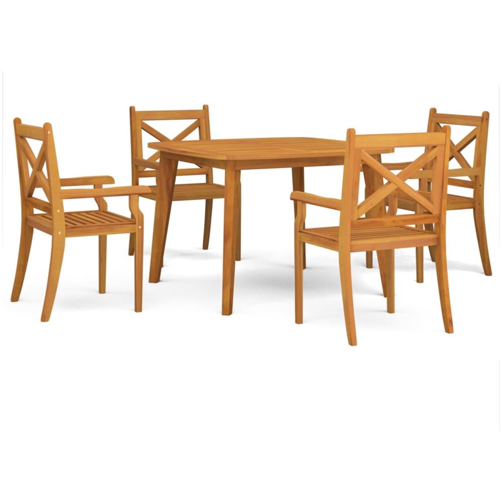 Set Mobili Da Pranzo Per Giardino 5 Pz Legno Massello Di Acacia - Foto 2