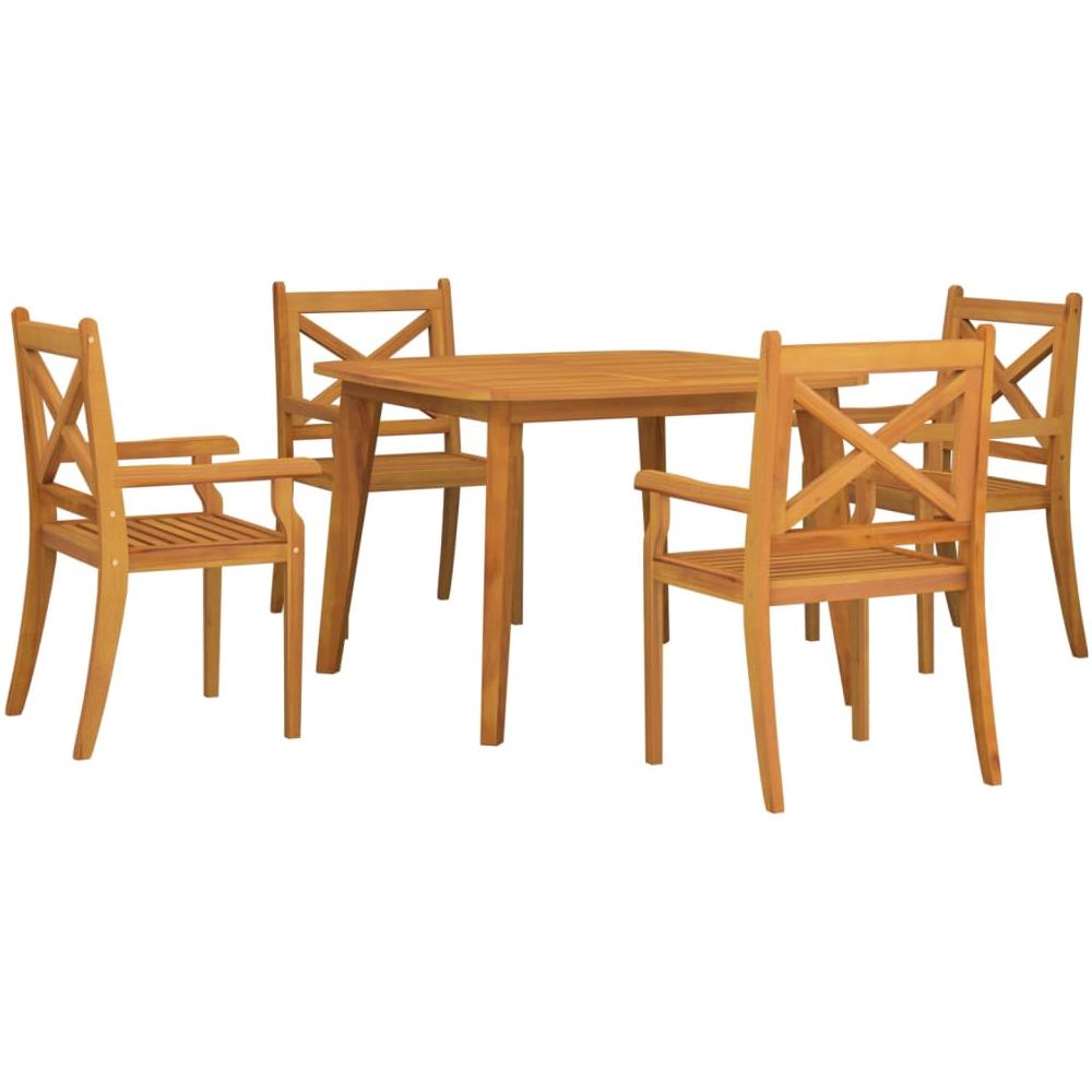 Set Mobili Da Pranzo Per Giardino 5 Pz Legno Massello Di Acacia - Foto 3