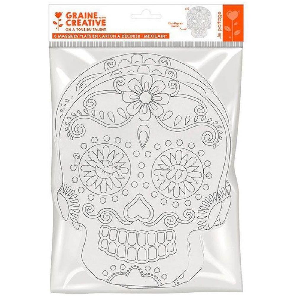 12 Maschere Piatte In Cartoncino Da Colorare - Calavera Messicana - Foto 1