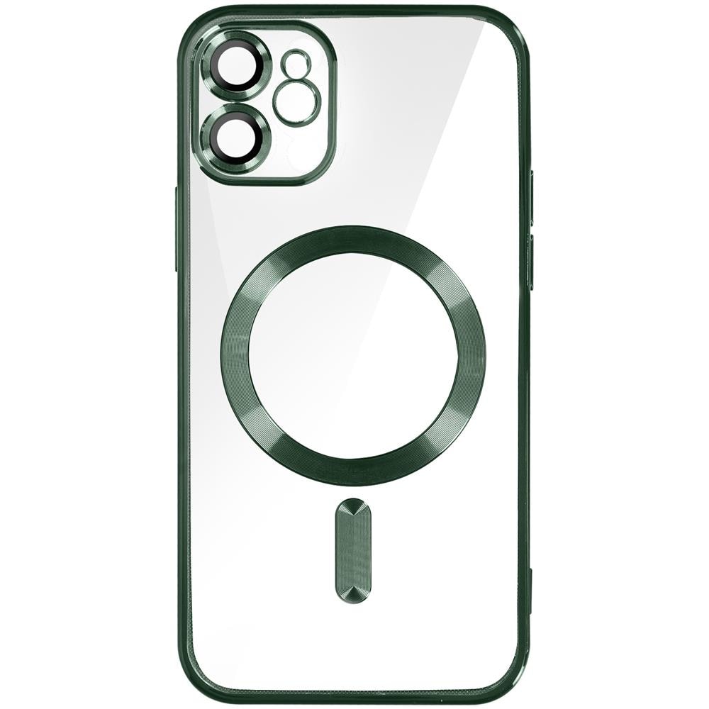 Cover Magsafe Per Iphone 11 Silicone Protezione Fotocamera Bordo Cromato Verde - Foto 1