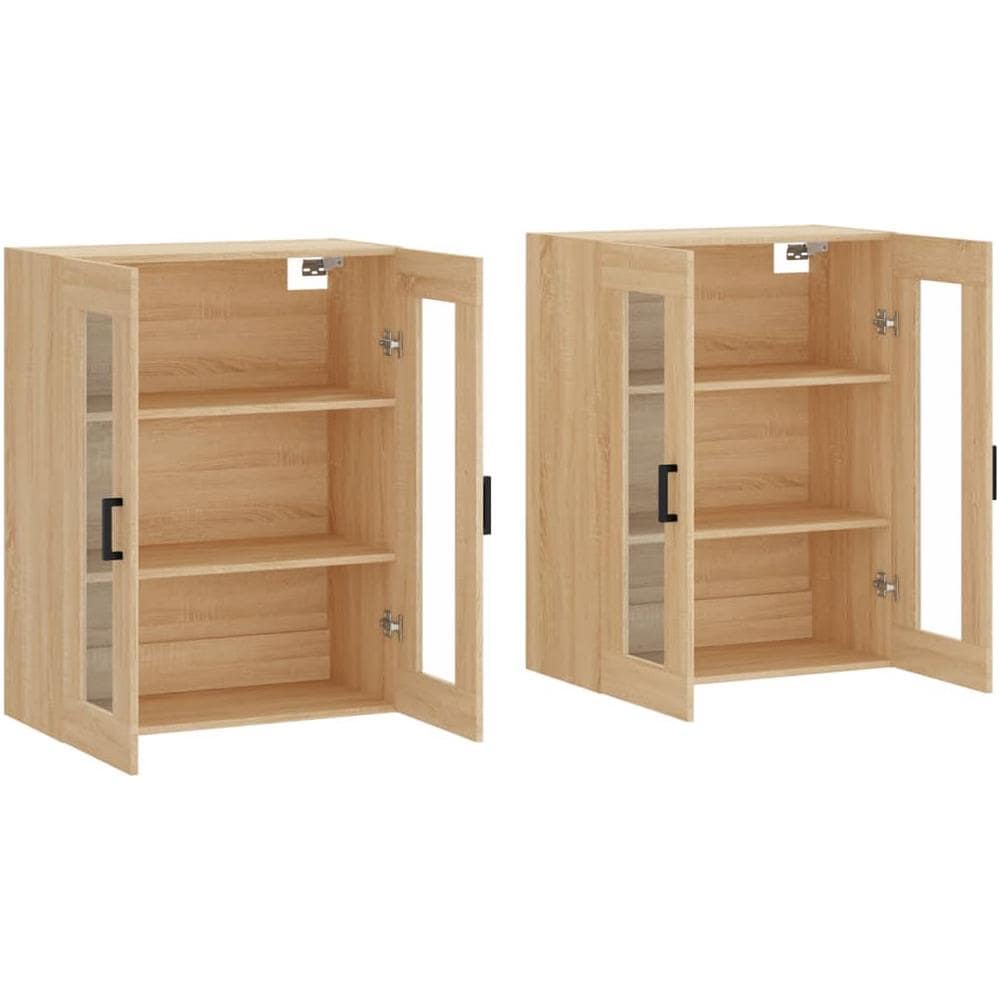 Armadietti A Parete 2 Pz Rovere Sonoma In Legno Multistrato - Foto 2