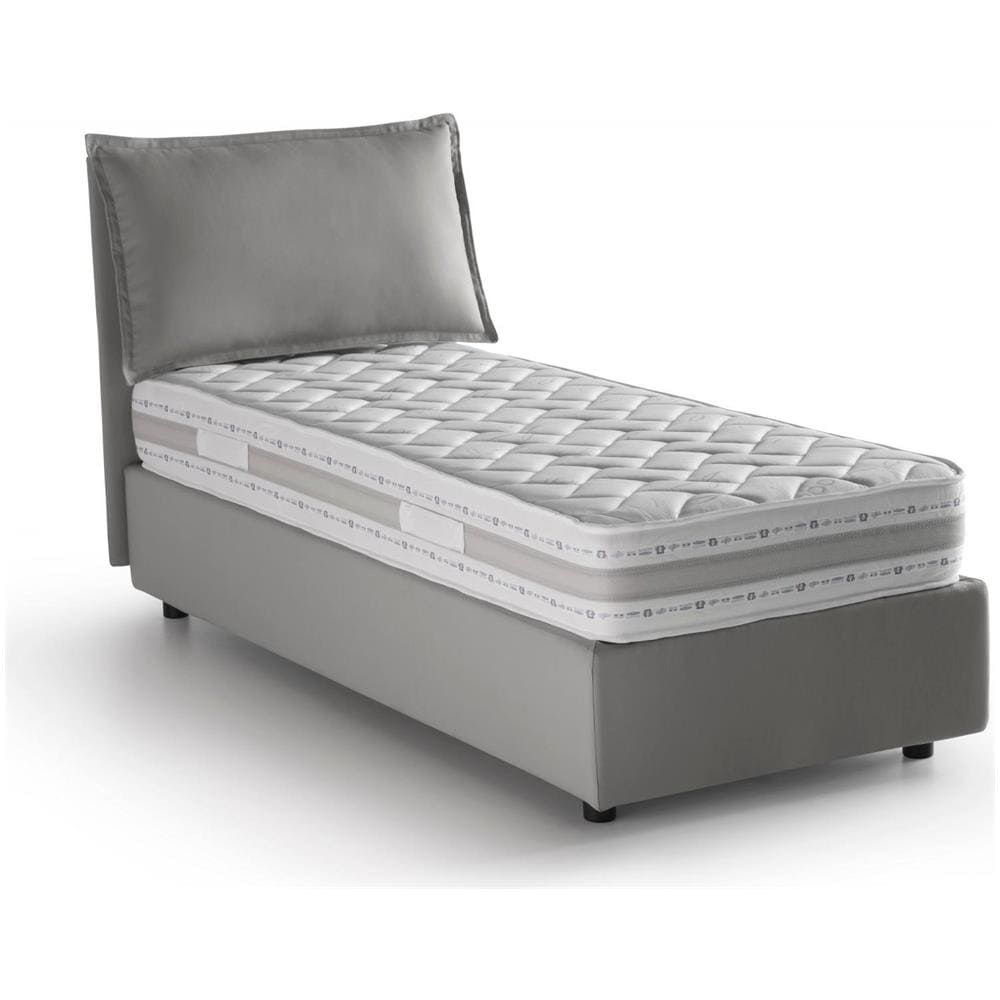 Letto Singolo Zusanne, Letto Contenitore Con Rivestimento In Tessuto, 100% Made In Italy, Apertura Frontale, Adatto Per Materasso Cm 90x190, Grigio - Foto 2