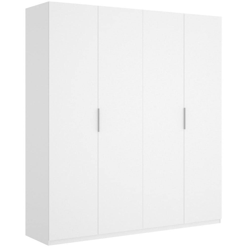 Guardaroba Prado, Mobile Appendiabiti Per Camera Da Letto, Armadio A 4 Ante Battenti, 180x52h204 Cm, Bianco - Foto 2