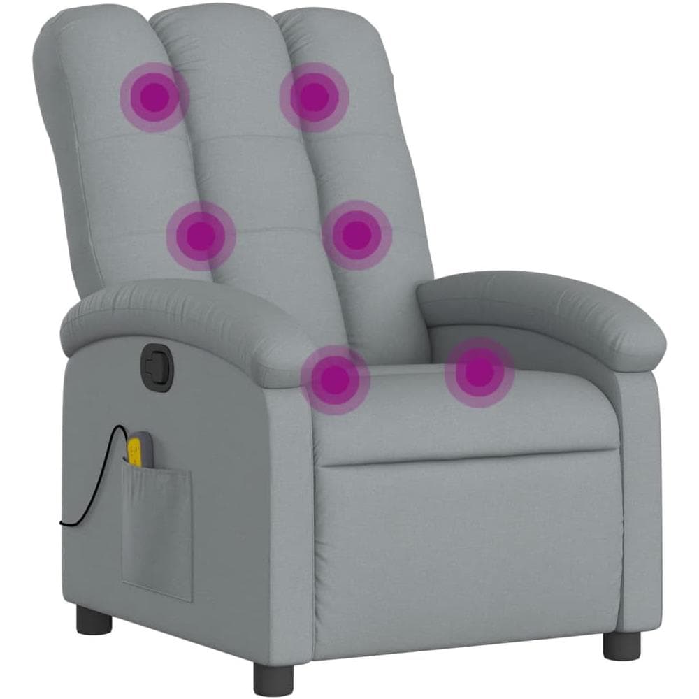 Poltrona Massaggiante Reclinabile Grigio Chiaro In Tessuto - Foto 1