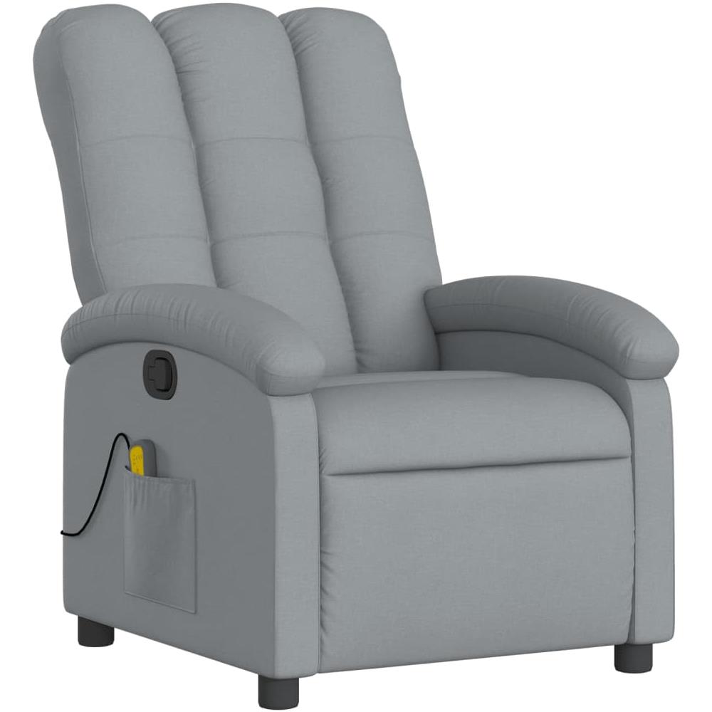 Poltrona Massaggiante Reclinabile Grigio Chiaro In Tessuto - Foto 2