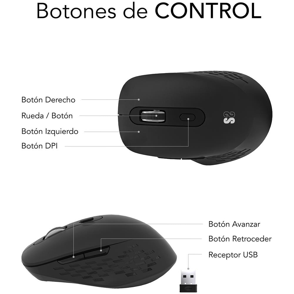 Mouse Universale Mano Destra Bluetooth + USB Type-A Ottico 1600 DPI Colore Nero - Foto 7