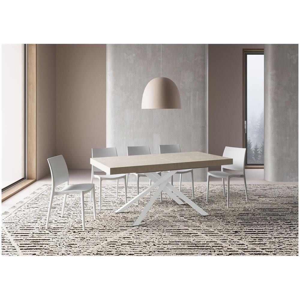 Tavolo allungabile 90x200/460cm Karida cashmere gambe bianche - Foto 2