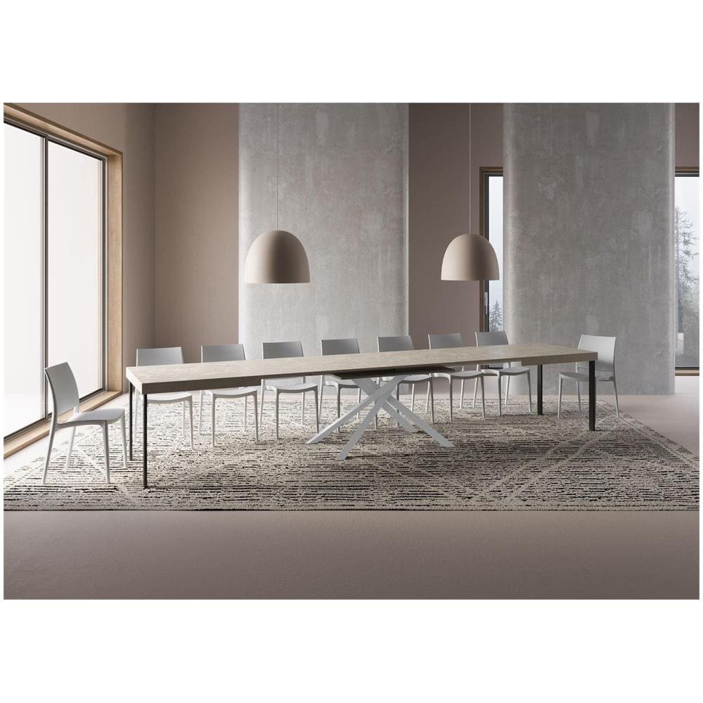 Tavolo allungabile 90x200/460cm Karida cashmere gambe bianche - Foto 4