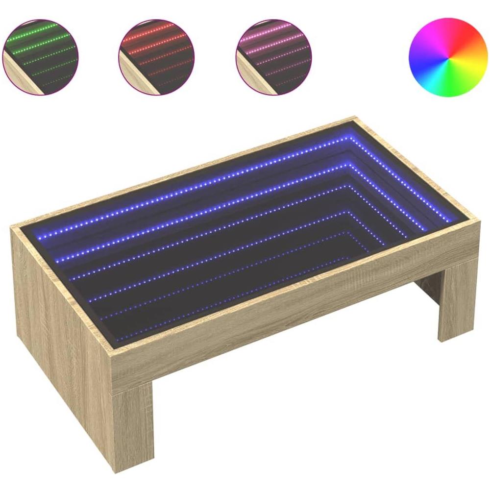 Tavolino da Salotto con LED Infinity Rovere Sonoma 90x50x30 cm - Foto 1