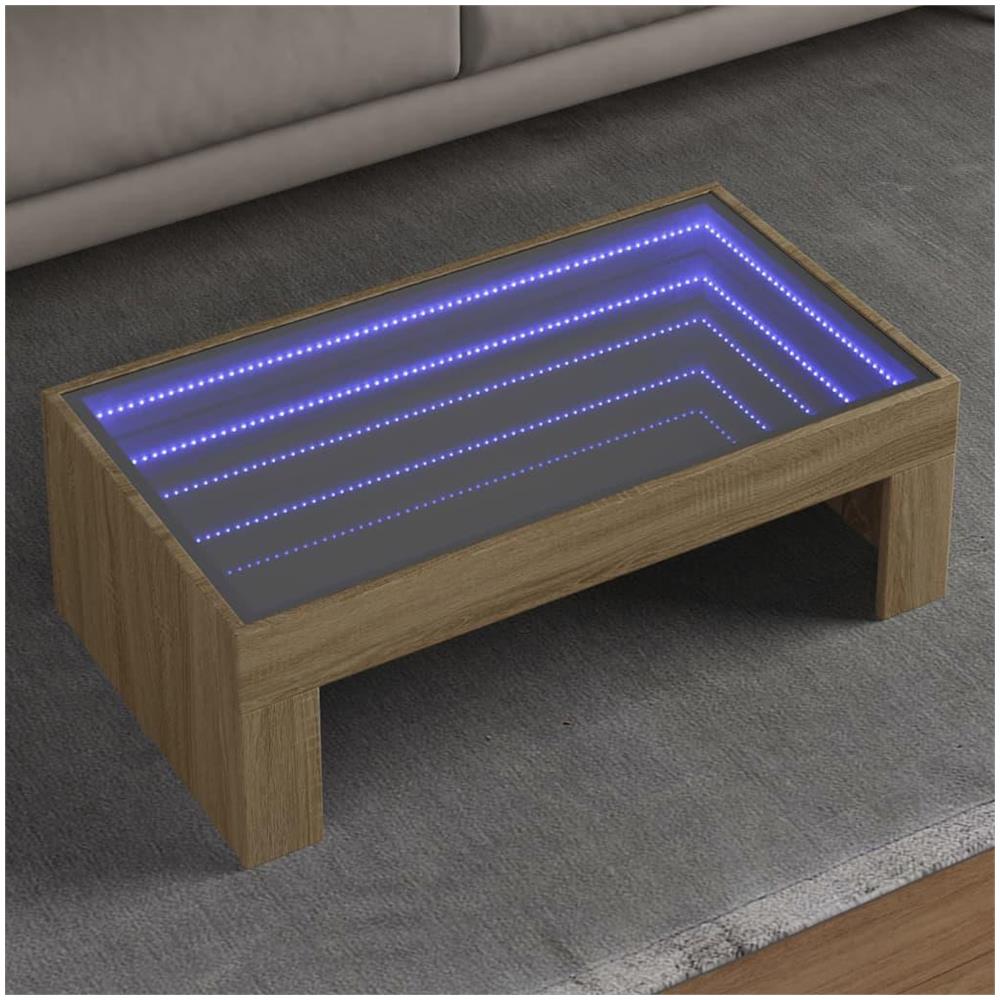 Tavolino da Salotto con LED Infinity Rovere Sonoma 90x50x30 cm - Foto 2