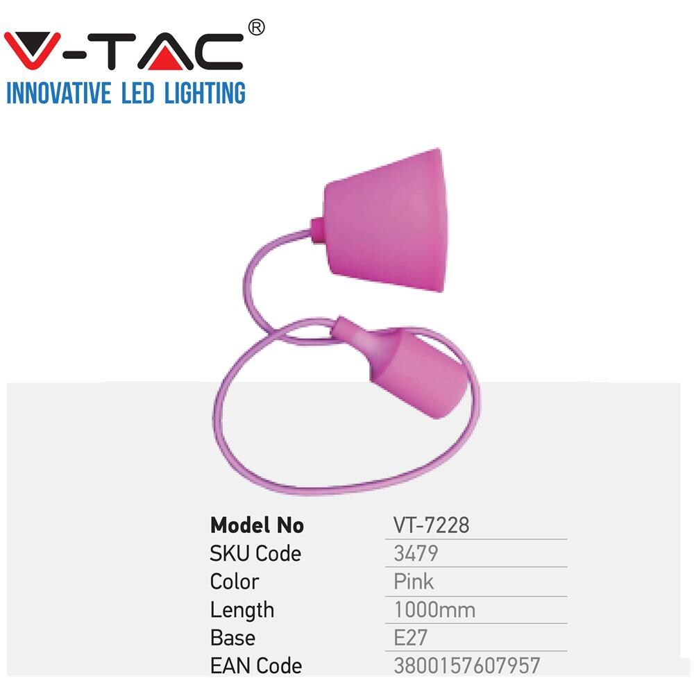Lampadario Portalampada E27 Colore Rosa Vt-7228 3479 - Foto 2