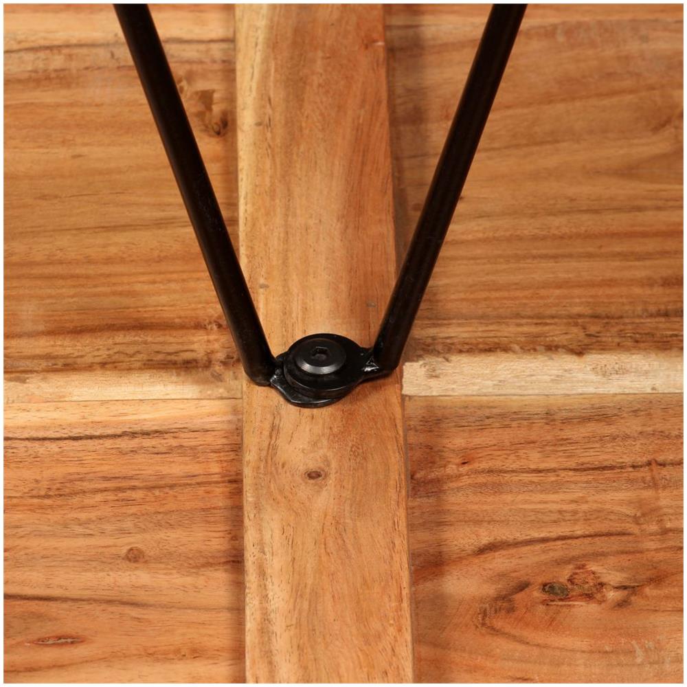 Set da Bar 3 pz in Legno Massello Acacia in Pelle Vera e Tela - Foto 2