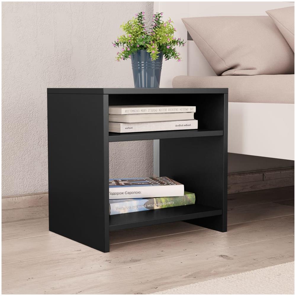 Comodino Nero 40x30x40 cm in Legno Multistrato - Foto 1