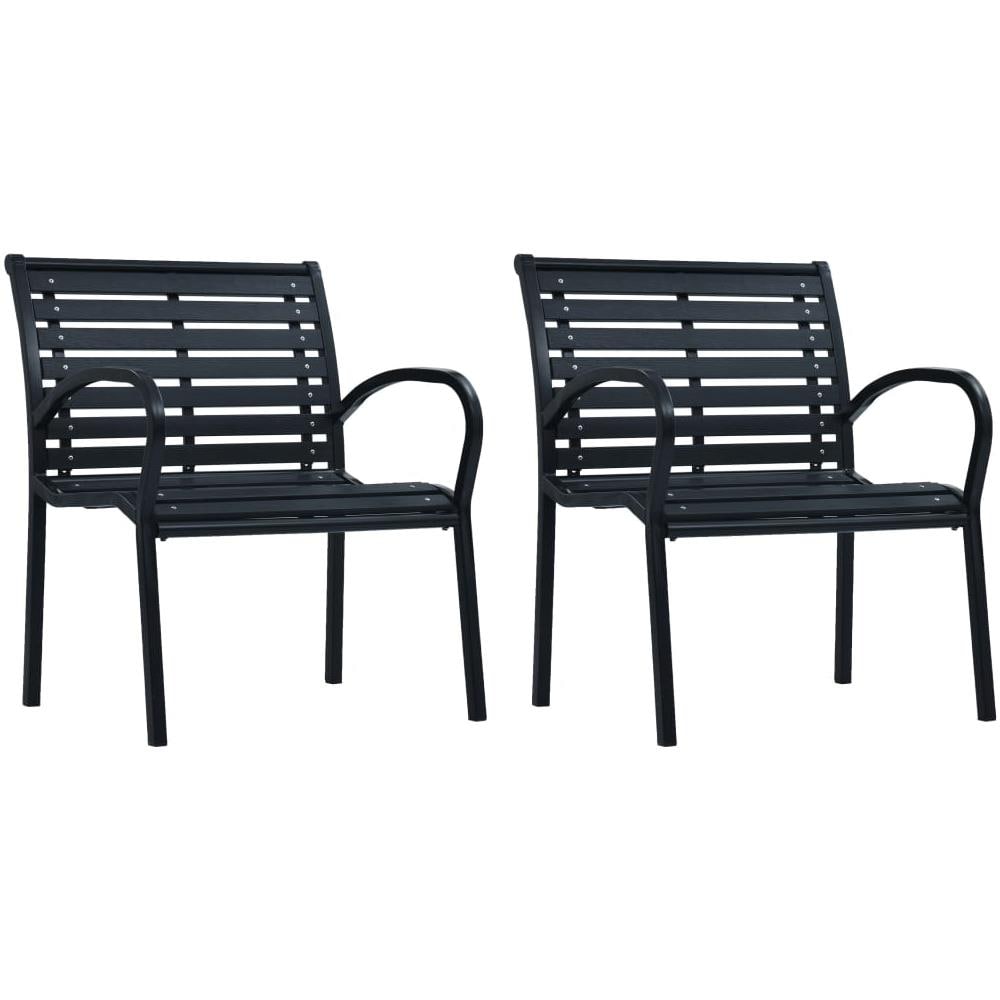 VidaXL Panca Da Giardino In WPC E Acciaio - Seduta 116 Cm Nero - Arredo Esterno Resistente Con Doghe In Composito Legno-Plastica - 5