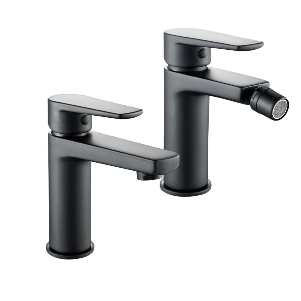 Coppia Miscelatore Rubinetto Bidet E Miscelatore Lavabo Linea Africa Nero Opaco - Foto 1