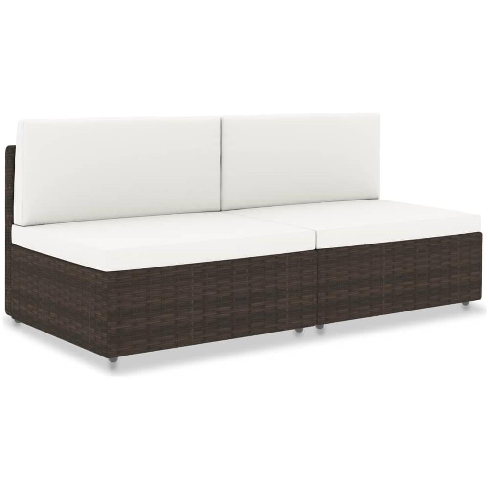 Divano Modulare a 2 Posti in Polyrattan Marrone - Foto 1