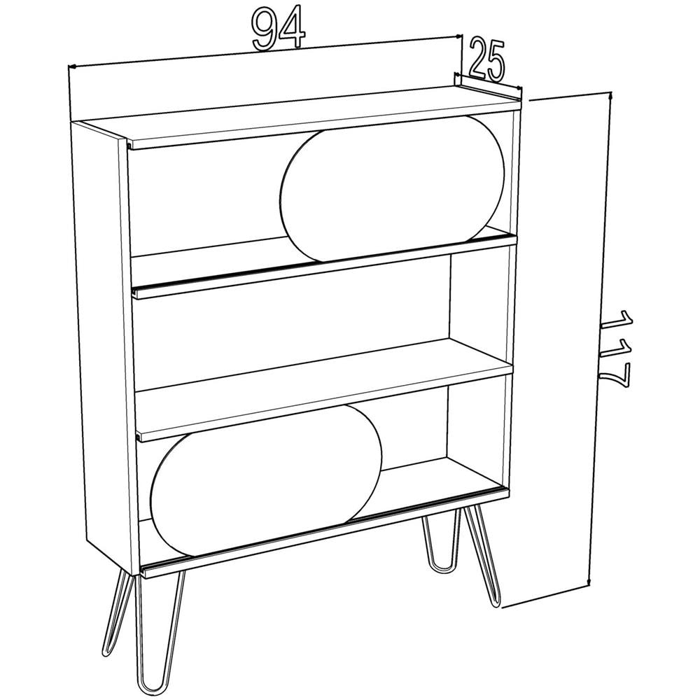 Libreria 3 Ripiani Illia Rovere Nero 94x25x117 Mt1905121 - Foto 1